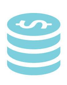 Blue solid icon of stacked coins